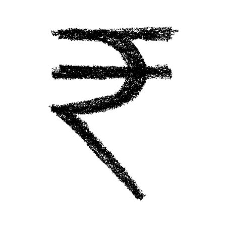Hand drawn rupee currency symbol. Brush stroke doodle. Single element for designのイラスト素材