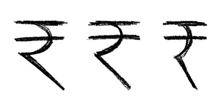 Set of hand drawn rupee currency symbol. Brush stroke doodle. Single element for designのイラスト素材
