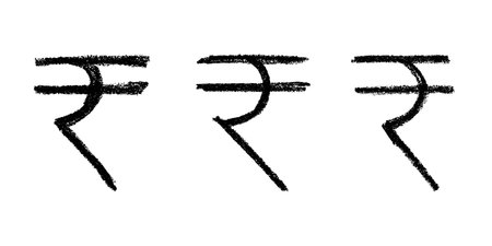 Set of hand drawn rupee currency symbol. Brush stroke doodle. Single element for designのイラスト素材