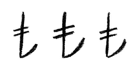 Set of hand drawn Turkish lira currency symbol. Brush stroke doodle. Single element for designのイラスト素材