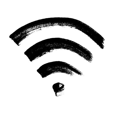 Hand drawn free wifi spot zone sign Public wi-fi area sign Wireless internet clipart in doodle style Single element for print, web, design, decor 3G, 4G, 5G, 6G, IoTのイラスト素材