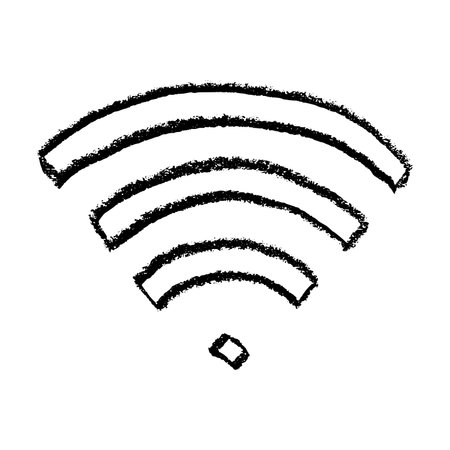 Hand drawn free wifi spot zone sign Public wi-fi area sign Wireless internet clipart in doodle style Single element for print, web, design, decor 3G, 4G, 5G, 6G, IoTのイラスト素材