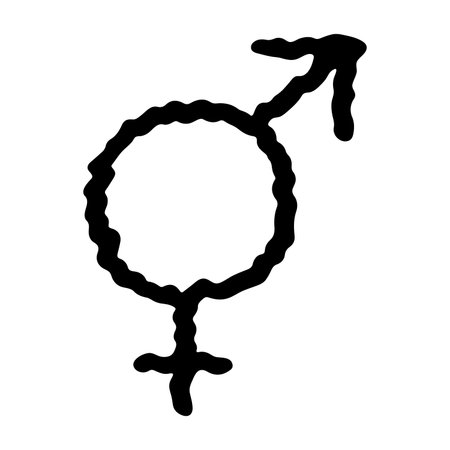 Hand drawn bigender female and male gender identity sign Symbol used to represent sex and genderのイラスト素材