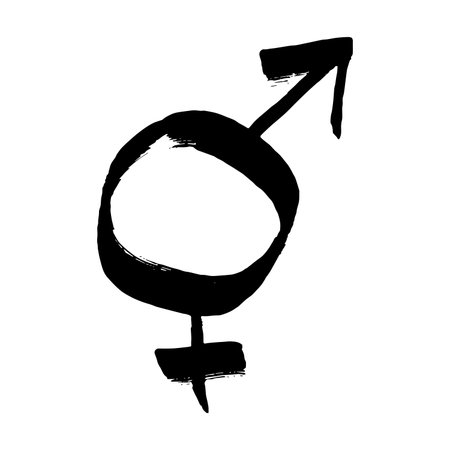 Hand drawn bigender female and male gender identity sign Symbol used to represent sex and genderのイラスト素材