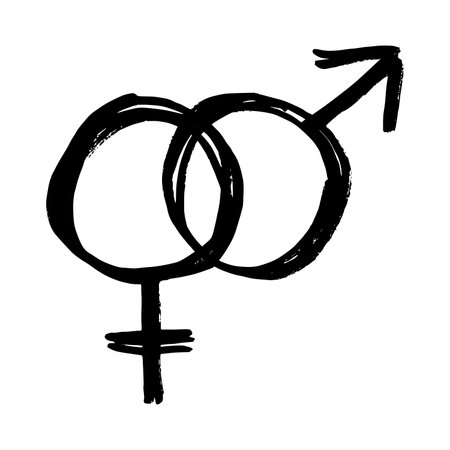 Hand drawn heterosexual gender identity sign Symbol used to represent sex and genderのイラスト素材