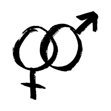 Hand drawn heterosexual gender identity sign Symbol used to represent sex and genderのイラスト素材