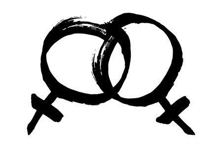 Hand drawn lesbian identity sign Symbol used to represent sex and genderのイラスト素材