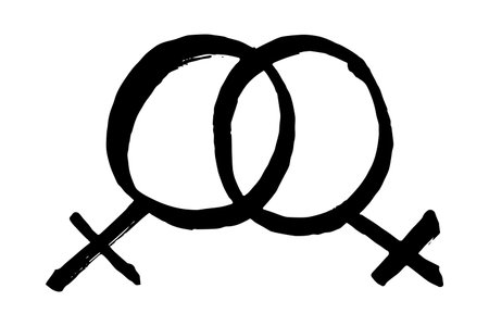 Hand drawn lesbian identity sign Symbol used to represent sex and genderのイラスト素材