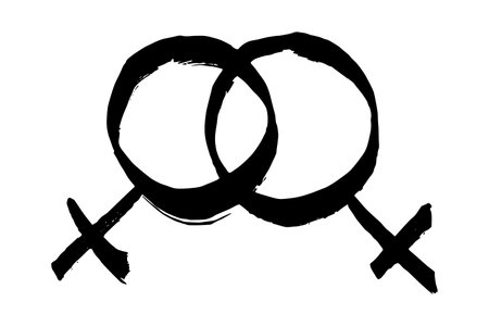 Hand drawn lesbian identity sign Symbol used to represent sex and genderのイラスト素材