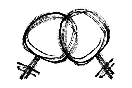 Hand drawn lesbian identity sign Symbol used to represent sex and genderのイラスト素材