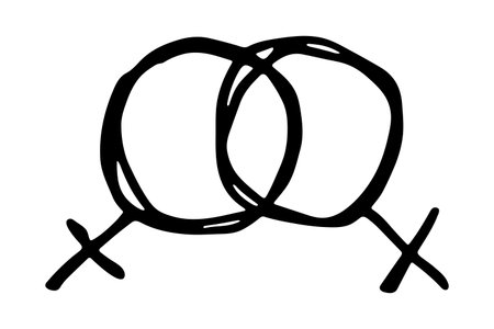 Hand drawn lesbian identity sign Symbol used to represent sex and genderのイラスト素材