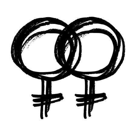 Hand drawn lesbian identity sign Symbol used to represent sex and genderのイラスト素材