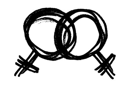 Hand drawn lesbian identity sign Symbol used to represent sex and genderのイラスト素材