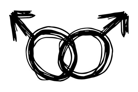 Hand drawn homosexual identity sign Symbol used to represent sex and genderのイラスト素材