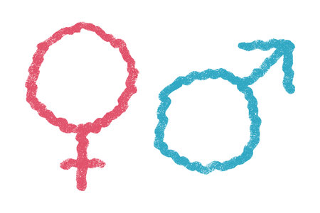 Hand drawn female and male gender identity sign Symbol used to represent sex and gender Single element for print, web, design, decorのイラスト素材
