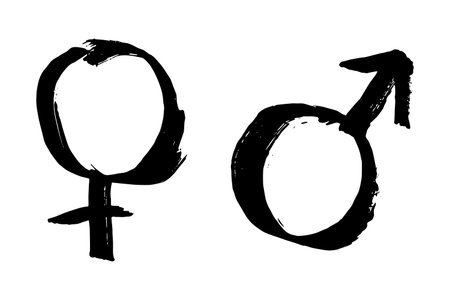 Hand drawn female and male gender identity sign Symbol used to represent sex and gender Single element for print, web, design, decorのイラスト素材