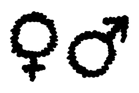 Hand drawn female and male gender identity sign Symbol used to represent sex and gender Single element for print, web, design, decorのイラスト素材