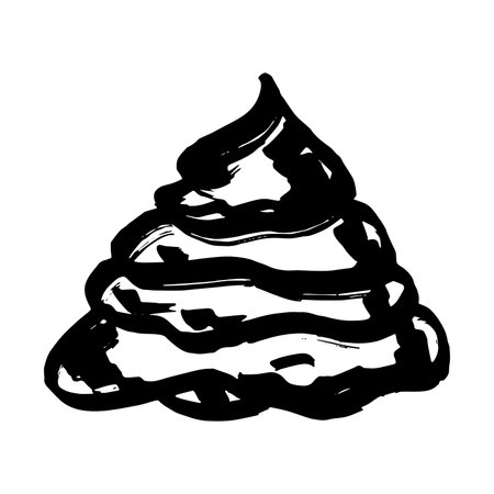 Hand drawn pet poop doodle Pile of feces Turd Manure Dung Shit Toilet Crap heap Pile of dog, cat or human poo in sketch style Animals and human excrements Single element for web, design, decorのイラスト素材