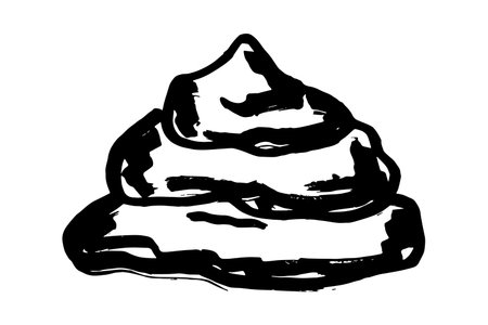 Hand drawn pet poop doodle Pile of feces Turd Manure Dung Shit Toilet Crap heap Pile of dog, cat or human poo in sketch style Animals and human excrements Single element for web, design, decorのイラスト素材
