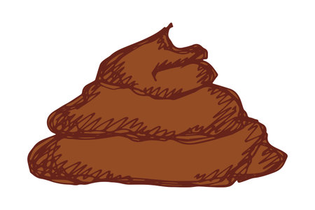 Hand drawn pet poop doodle Pile of feces Turd Manure Dung Shit Toilet Crap heap Pile of dog, cat or human poo in sketch style Animals and human excrements Single element for web, design, decorのイラスト素材