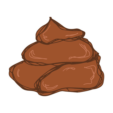 Hand drawn pet poop doodle Pile of feces Turd Manure Dung Shit Toilet Crap heap Pile of dog, cat or human poo in sketch style Animals and human excrements Single element for web, design, decorのイラスト素材