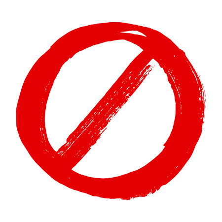 Hand drawn prohibition sign No entry symbol Red circle with cross line clipart in doodle style Ban...