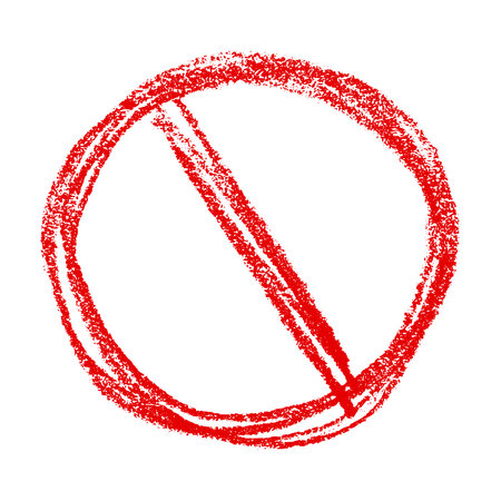 Hand drawn prohibition sign No entry symbol Red circle with cross line clipart in doodle style Ban...