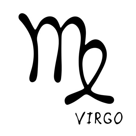 Hand drawn virgo zodiac sign Esoteric symbol doodle Astrology clipart Element for designのイラスト素材