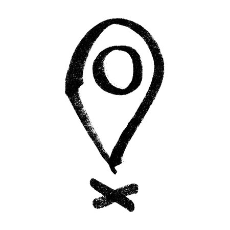 Hand drawn map pin Map marker pointer sign GPS and mapping tools Location pin symbol Pinpoint...