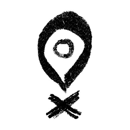 Hand drawn map pin Map marker pointer sign GPS and mapping tools Location pin symbol Pinpoint...
