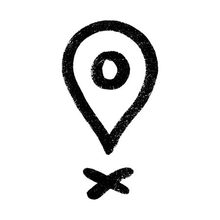 Hand drawn map pin Map marker pointer sign GPS and mapping tools Location pin symbol Pinpoint...