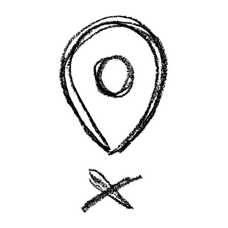 Hand drawn map pin Map marker pointer sign GPS and mapping tools Location pin symbol Pinpoint clipart in doodle style Single element for web, designのイラスト素材