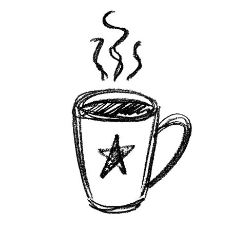 Cute cup of tea or coffee with rising steam Simple mug clipart Cozy home doodle Single element for print, web, design, decorのイラスト素材