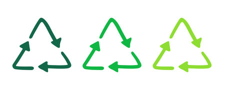 Hand drawn recycle arrow icon Recycling resources symbol Reuse of materials, zero waste, green...