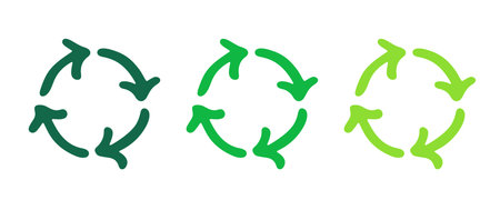 Hand drawn recycle arrow icon Recycling resources symbol Reuse of materials, zero waste, green...