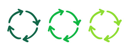 Hand drawn recycle arrow icon Recycling resources symbol Reuse of materials, zero waste, green...