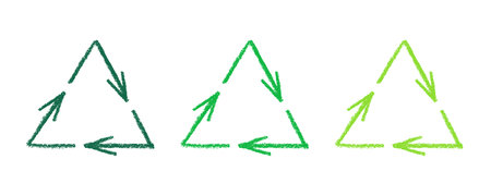Hand drawn recycle arrow icon Recycling resources symbol Reuse of materials, zero waste, green...