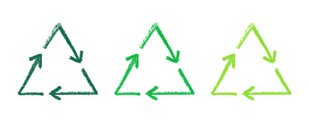 Hand drawn recycle arrow icon Recycling resources symbol Reuse of materials, zero waste, green environment, saving the planetのイラスト素材