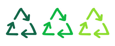 Hand drawn recycle arrow icon Recycling resources symbol Reuse of materials, zero waste, green...