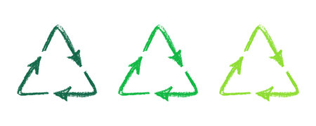 Hand drawn recycle arrow icon Recycling resources symbol Reuse of materials, zero waste, green environment, saving the planetのイラスト素材