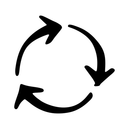 Hand drawn recycle arrow icon Recycling resources symbol Reuse of materials, zero waste, green...