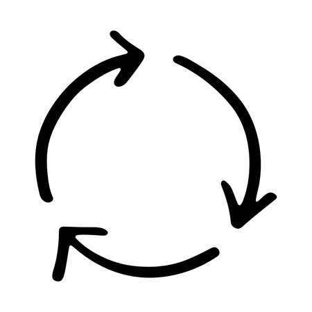 Hand drawn recycle arrow icon Recycling resources symbol Reuse of materials, zero waste, green...