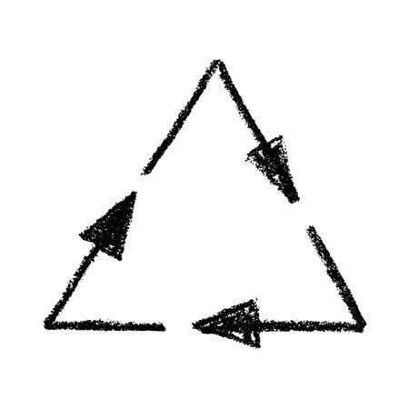Hand drawn recycle arrow icon Recycling resources symbol Reuse of materials, zero waste, green...