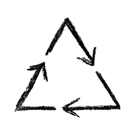Hand drawn recycle arrow icon Recycling resources symbol Reuse of materials, zero waste, green...