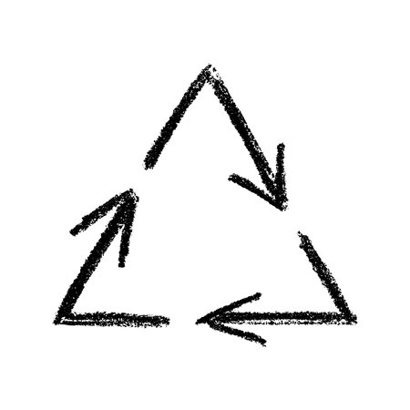 Hand drawn recycle arrow icon Recycling resources symbol Reuse of materials, zero waste, green...
