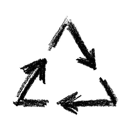 Hand drawn recycle arrow icon Recycling resources symbol Reuse of materials, zero waste, green...