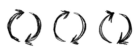 Set of hand drawn recycle arrow icon Recycling resources symbol Reuse of materials, zero waste,...