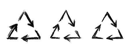 Set of hand drawn recycle arrow icon Recycling resources symbol Reuse of materials, zero waste,...