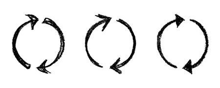 Set of hand drawn recycle arrow icon Recycling resources symbol Reuse of materials, zero waste,...