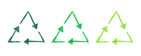 Hand drawn recycle arrow icon Recycling resources symbol Reuse of materials, zero waste, green environment, saving the planetのイラスト素材